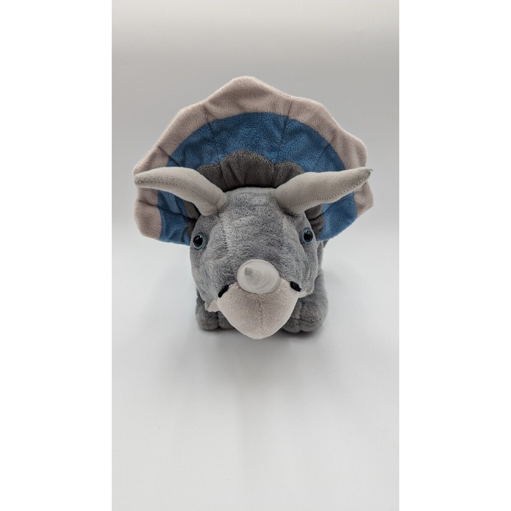 Wild Republic Dinosauria Triceratops Stuffed Gray Blue 22" Plush Stuffed Animal